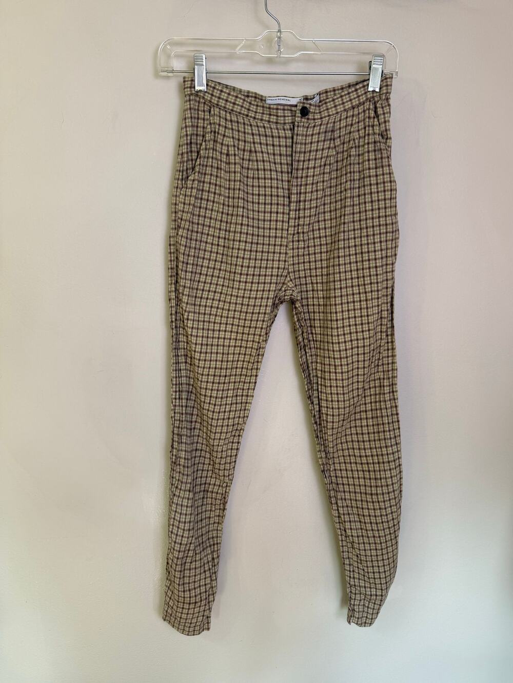 Urban Renewal XS Plaid Tapered Pants Made in USA from Vintage Fabric